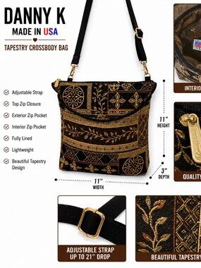 Danny K USA Tapestry Crossbody Bag Boho Floral Geometric Purse
